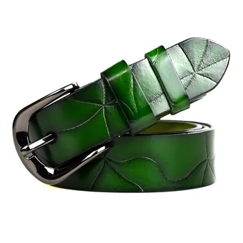 

Hchenli Brand Women Belt Female Strap Green Designer Belt Ladies 100% Alligator Genuine Leather Jeans Belts For Women