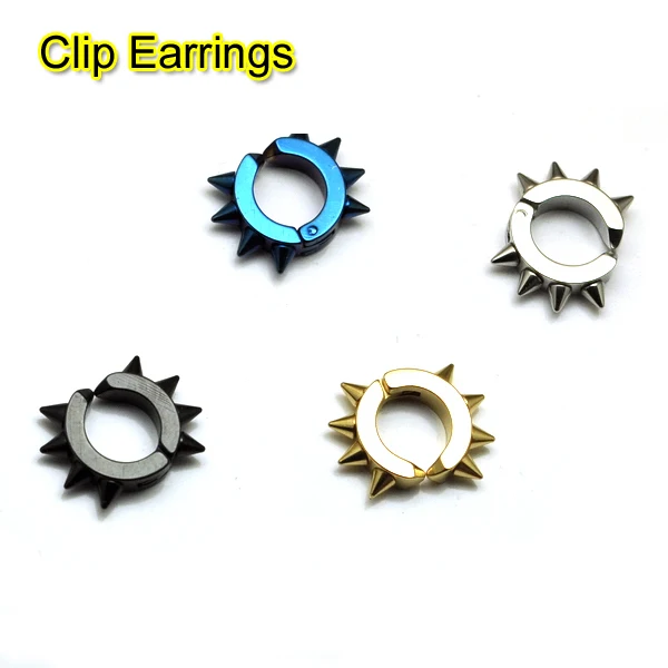 2 pieces Fashion Men Clip Earring Titanium Steel Round No Piercing Ear Cuff Wrap Black Stainless | Украшения и аксессуары