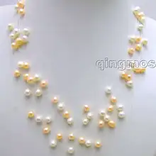 Природный 6-7 мм розовый и белый пресноводный круглый жемчуг Starriness 18-2" колье-nec1625 /Розничная