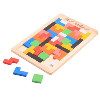 

Baby Wooden Tetris Puzzles Toys Colorful Jigsaw Board Kids Children Magination Intellectual Educational Toys For Children Gift