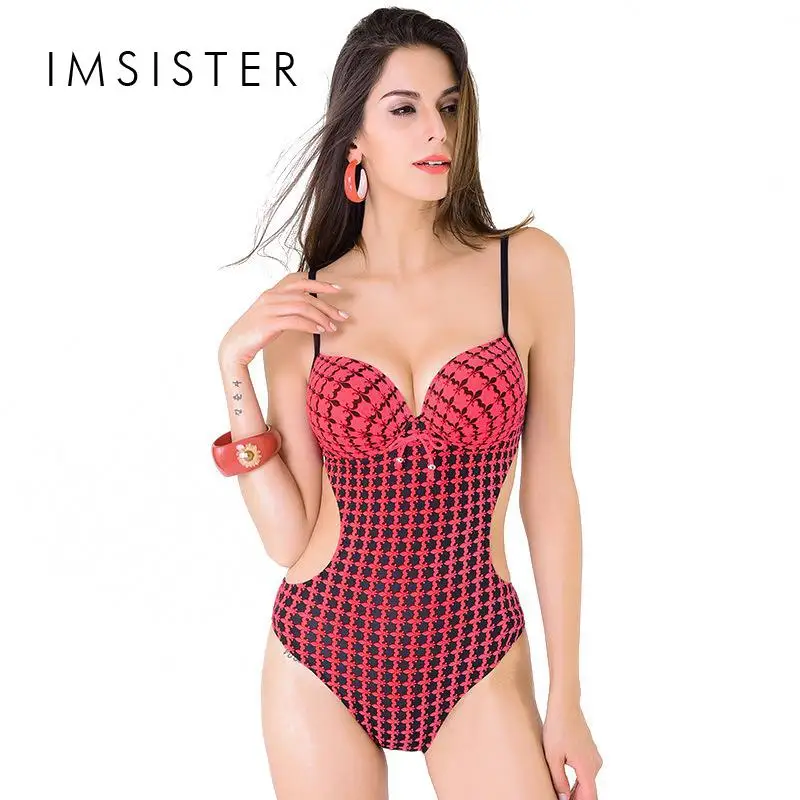 

Brandy Design New Women's One Piece Swimsuit Push Up Plaid Pattern Boutiques Monokini Hot Selling Swimwear Bathing Suit Women