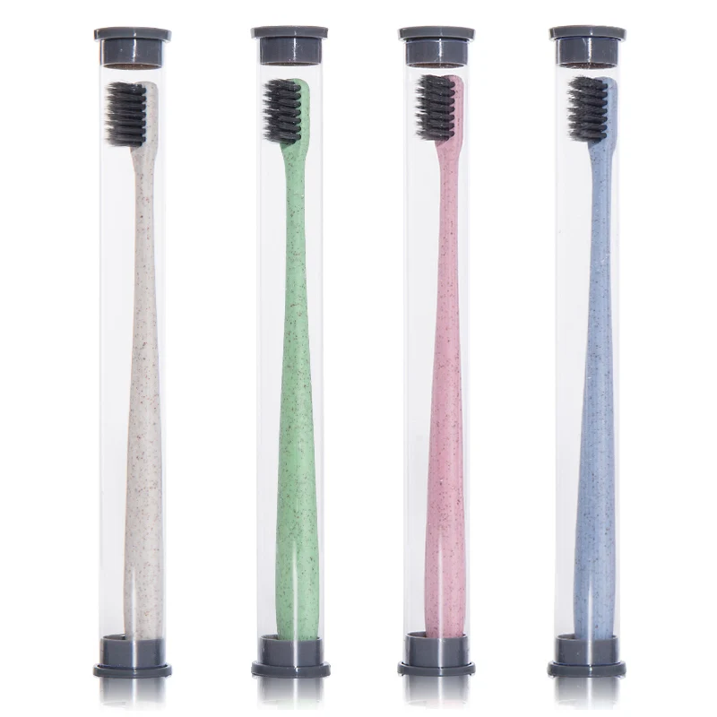 

Portable Travel Toothbrush Soft Bamboo Charcoal Wheat Stalk Handle Oral Care Nano-antibacterial Toothbrush Mini Heads @ME