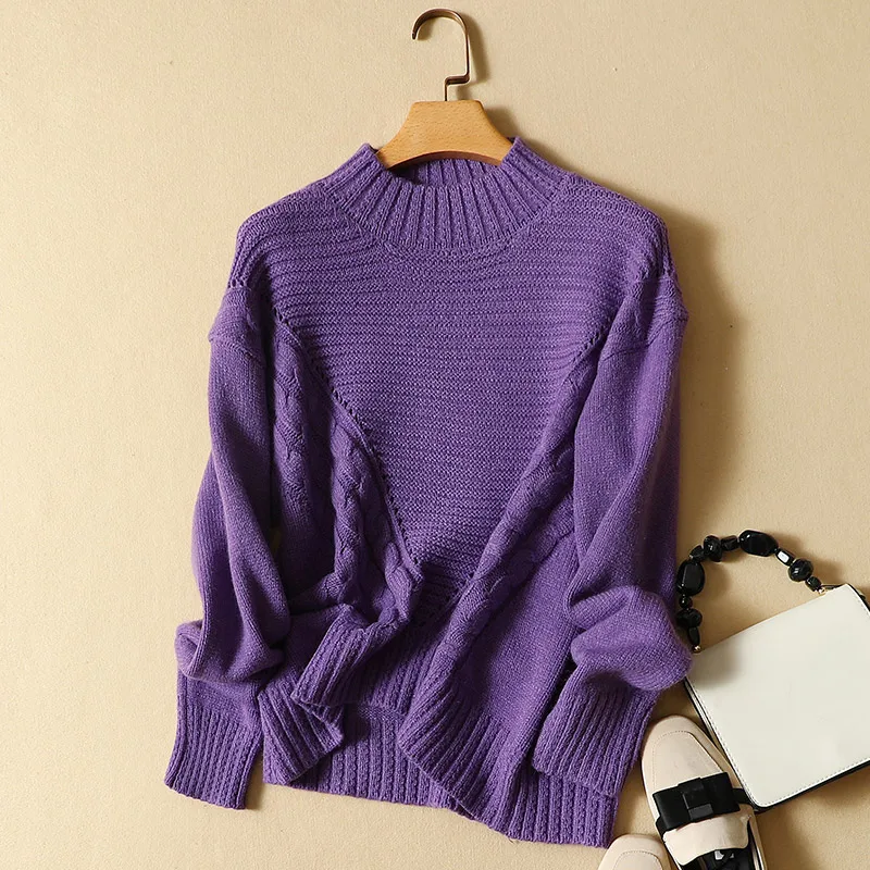 

2019 autumn winter new women solid knitted sweaters and pullovers solid knitted lady elegant outwear coat tops