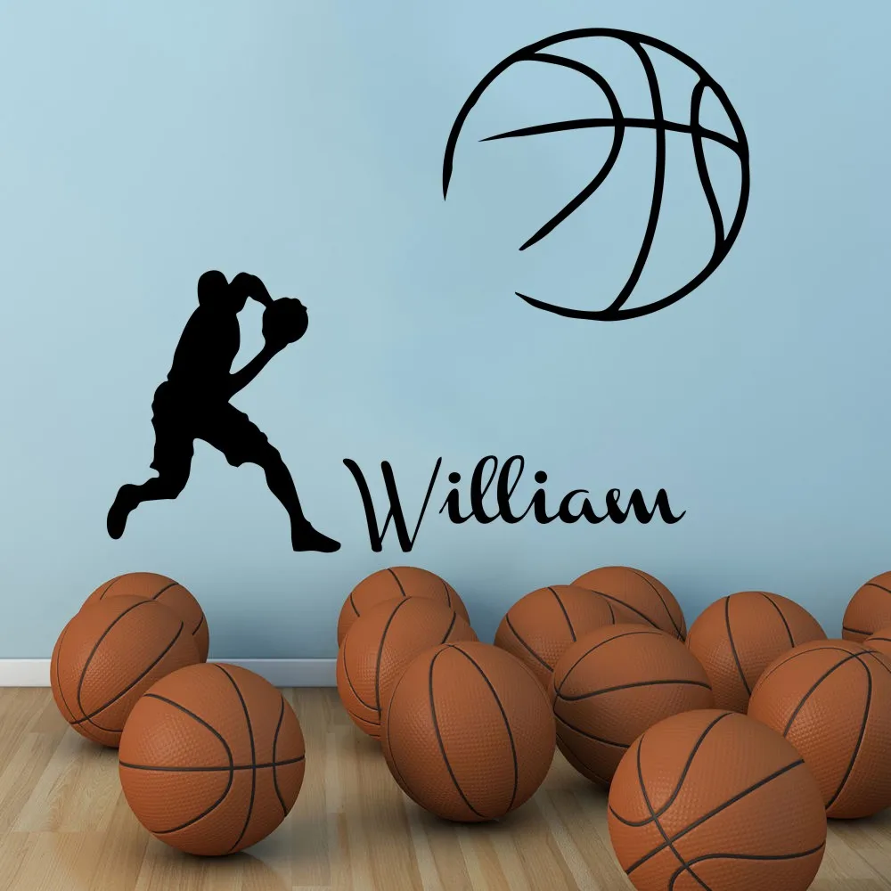 Removable Wallpaper Basketball Player Wall Sticker Sport Boys Name Vinyl Sticker