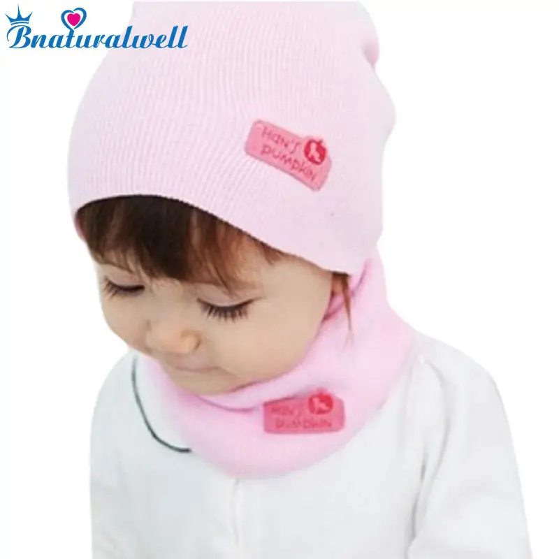 Bnaturalwell для маленьких мальчиков девочек зимняя теплая шапочка шляпа набор Карамельный Цвет Детские вязаные шапочки + шарф Симпатичные