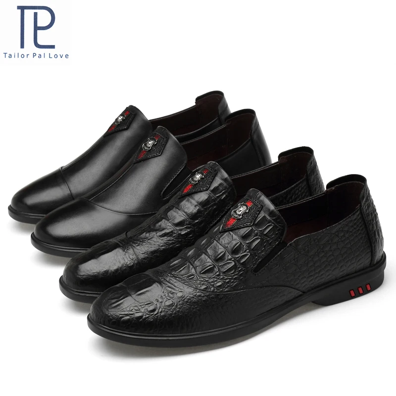 

Leather Men Casual Shoes Brand Mens Loafers Moccasins Black Driving Shoes Slip on Breathable Plus Size 36-46