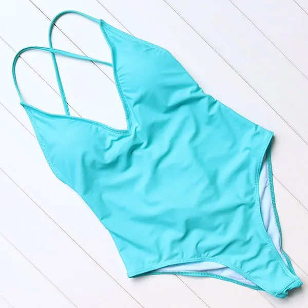 OMKAGI, сдельный купальник, женский сексуальный купальник с пуш-ап, купальный костюм, пляжная одежда, монокини,, глубокий v-образный вырез, боди с открытой спиной - Цвет: B1307BL
