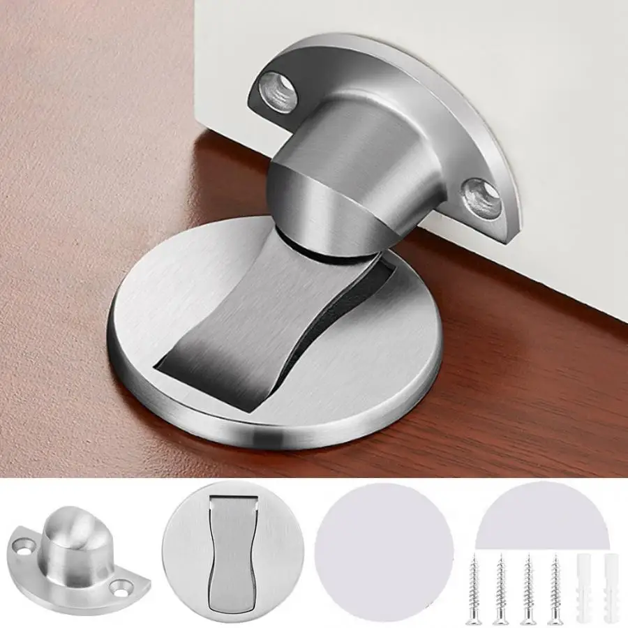 Stainless Steel Strong Magnetic Door Stop Holder Floor Mount Self Strong Magnetic Door Stop