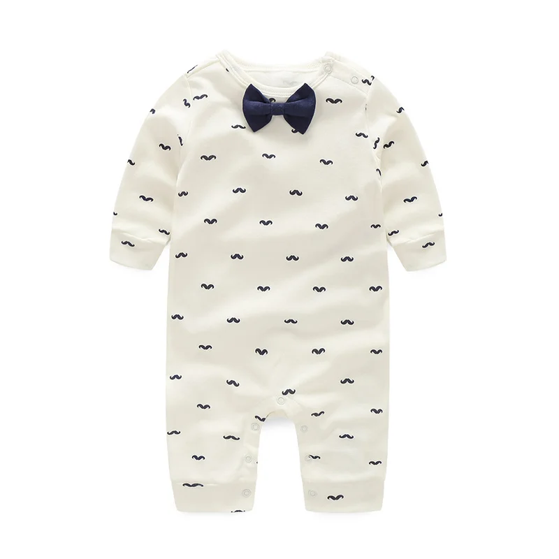 Baby Rompers Spring Autumn Active Full Sleeve Baby Boy Girl Clothes Print Beard Cotton Children Clothing Newborn Birthday Dress