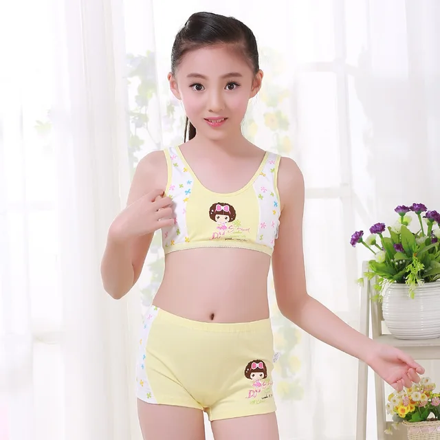 2017 New Girl Cotton Underwear Set Training Bras Vest and