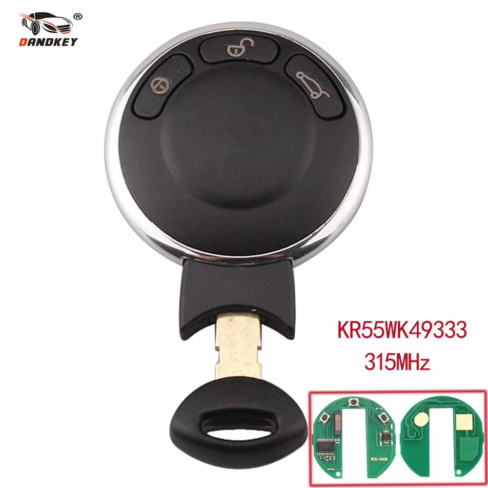 

Dandkey 3 Buttons Remote Key Control Fob 315MHz For BMW Mini Cooper Smart Remote Car Keyless Entry Key With Blade KR55WK49333