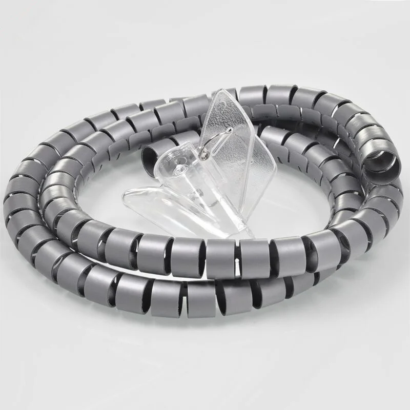

Free Shipping 1bag of 22mm*1.5m Spiral Cable Wire Wrap Tube Computer Manage Cord Cable Sleeves Spiral Flexible PE cable sleeve