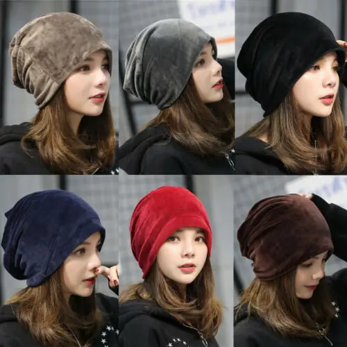 Модные мужские и женские Твердые мешок Шапка мягкая бархатная осенне-зимняя повседневная шапка