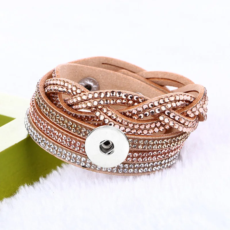 

Wholesale Binb031 Imitation diamond Korean velvet Bracelet Snap Button Jewelry Charm Bracelet fit 18mm buttons