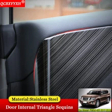 QCBXYYXH автомобильный Стайлинг двери автомобиля внутренний треугольник блестки хромированная отделка авто аксессуары подходят для Nissan Patrol y62