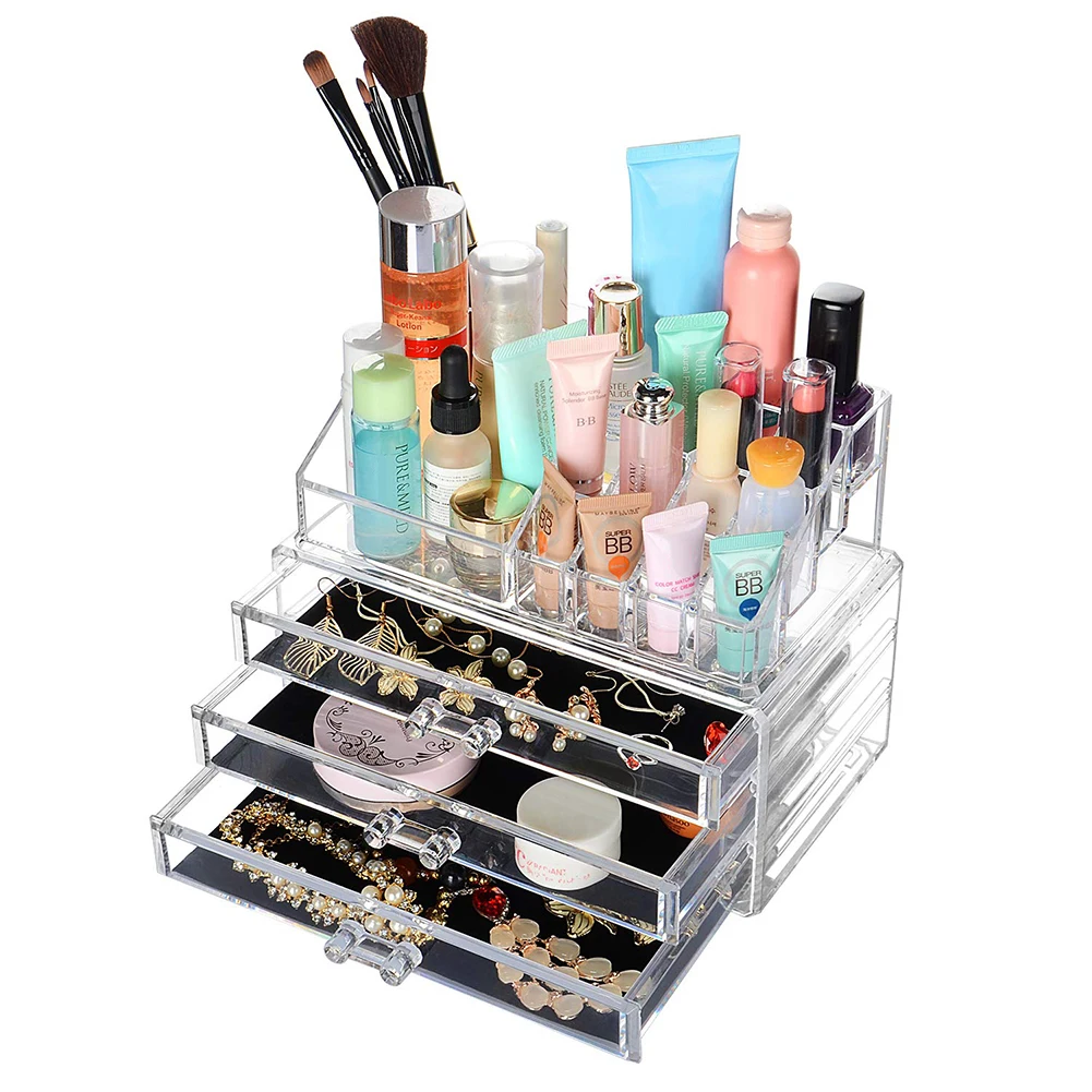 Multiple Tiers Makeup Brush Cosmetics Storage Rack Drawer Container Organizer box