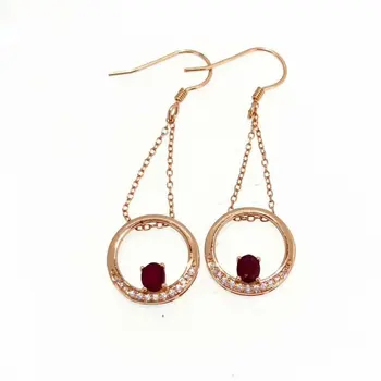 

shilovem 925 natural Natural Ruby drop Earrings fine Jewelry trendy plant women party new gift 4*5mm gift yhe040505agh