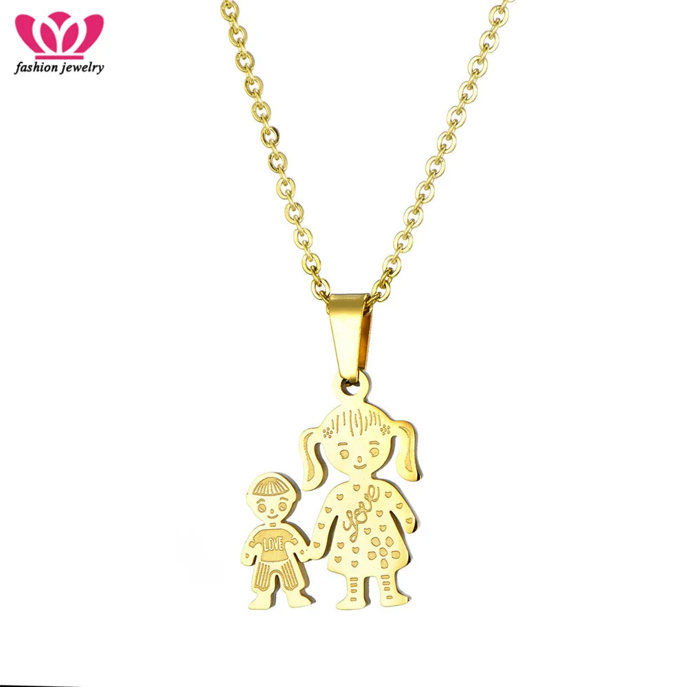 

Love Boys Girls Pendant Necklace For Women Men Stainless Steel Choker Necklaces Best Friend Love's Jewelry Gifts collier femme