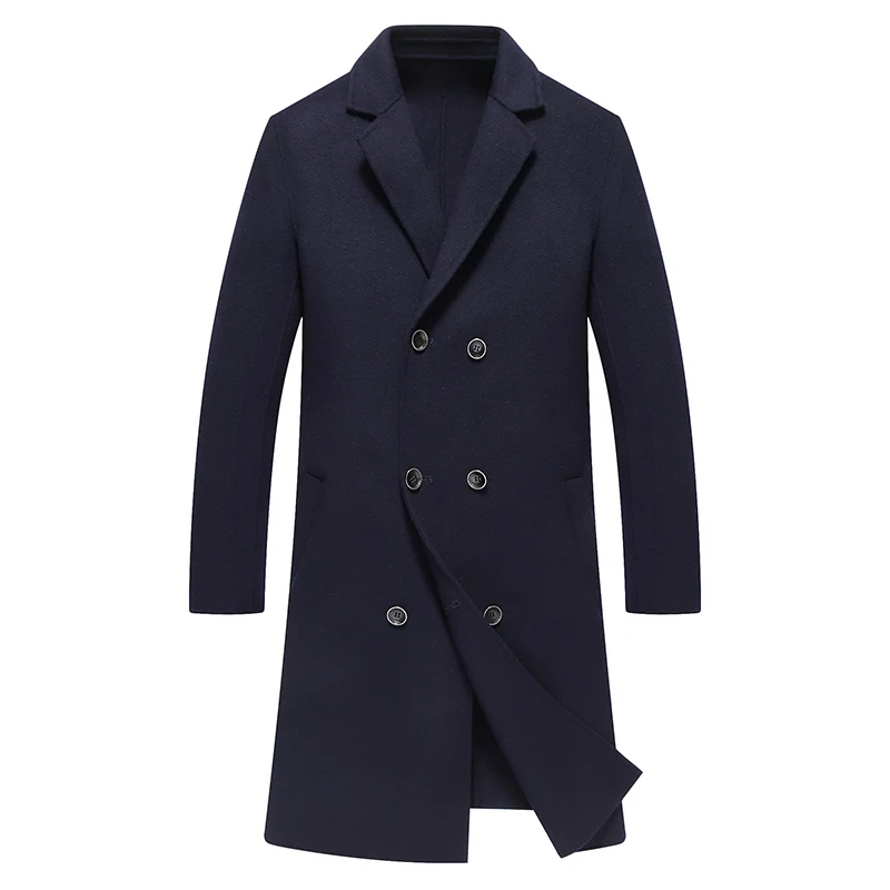 

Men's Wool Coats & Jackets Winter Cashmere Jacket Man Long Section double Breasted Overcoat Turn-down Collar Casual Woolen Coat