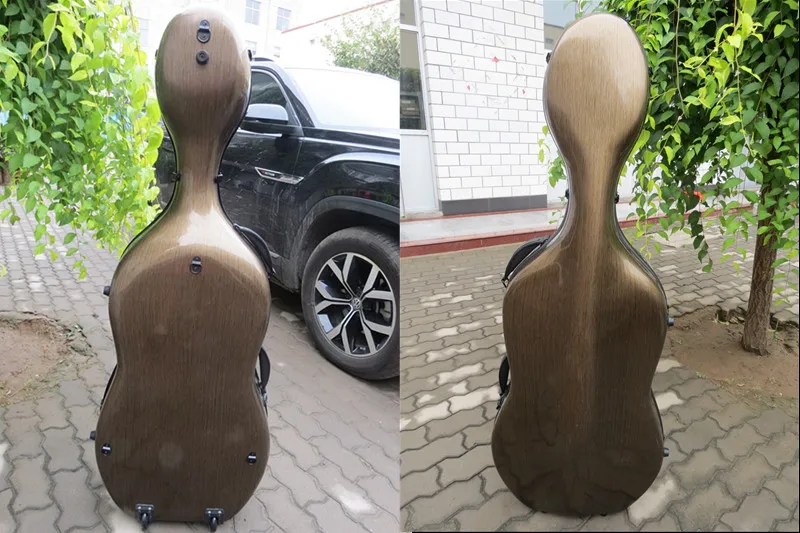 

Free shipping:The champagne color carbon fiber cello case 4/4.strong ,light in weight