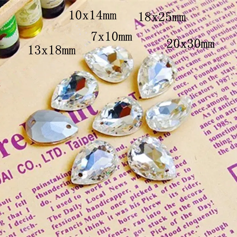 

Teardrop Crystal glass pointback sew on loose Rhinestones Colors AB Crystal Droplet Sewing Wedding dress Clothing accessories