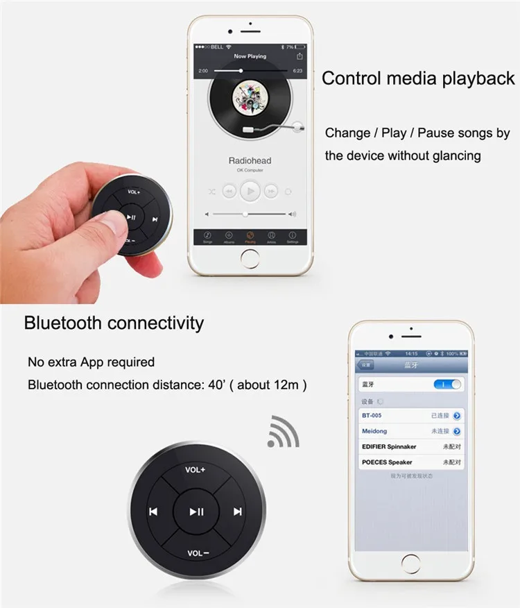 SITAILE 2 шт. автомобильный беспроводной Bluetooth Медиа пульт дистанционного управления рулевое колесо мобильный музыкальный плеер управление для Iphone samsung Xiaomi