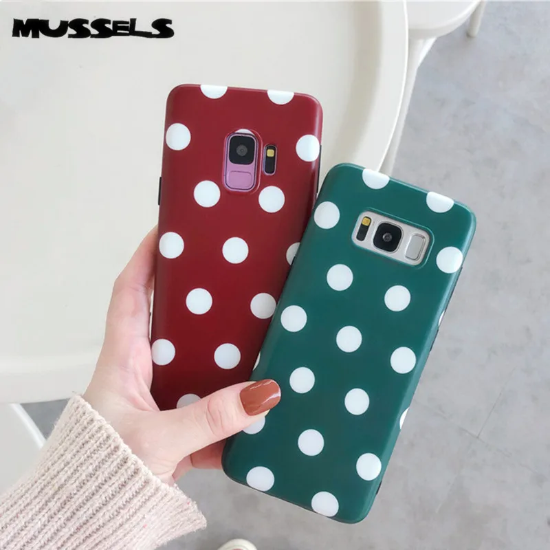 

MUSSELS Fashion Polka Dots Phone Case For Samsung Galaxy S8 S9 Note 9 8 Case Silicone Cover For samsung s8 s9 plus S7 edge Case