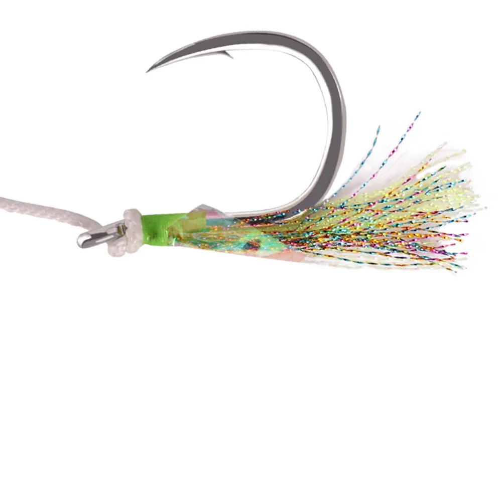 Deep Sea Fishing Spoon Lure jigging slowjig Single Feather Hook Jig