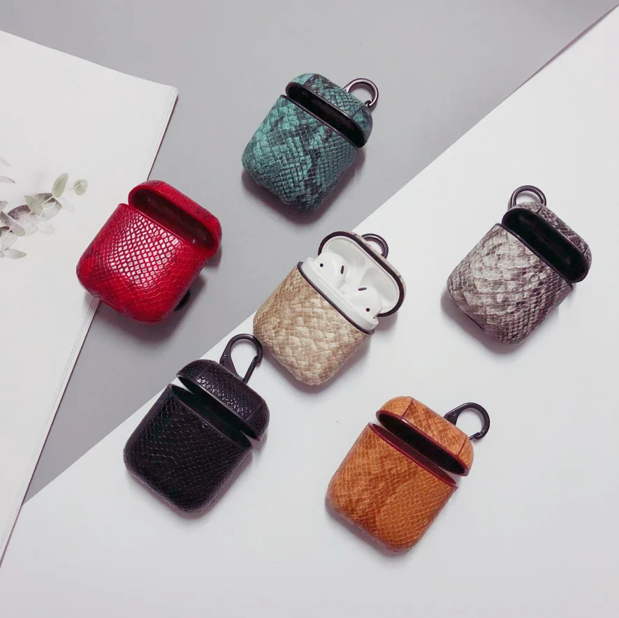 

Snakeskin Earphone Case For Airpods Headset Accessories case For iPhone Protective Wireless Bluetooth Headset Charging Box