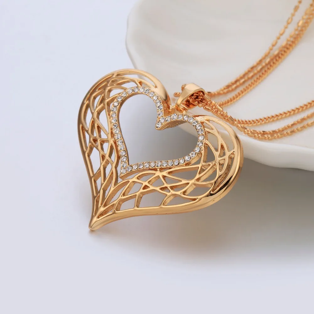 Женская цепочка с кулоном в виде сердца золотого и серебряного цвета|heart pendant