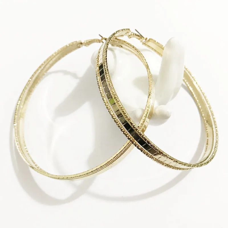 Gothletic брендовые текстурированные серьги-кольца из металла 90 мм большие круглые серьги для женщин Brincos модное ювелирное изделие