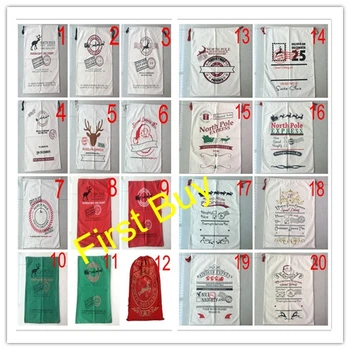 

10pcs/lot free shipping 20 styles santa sack Christmas santa gift bag Monogrammed Christmas tree ornament kids gift bags