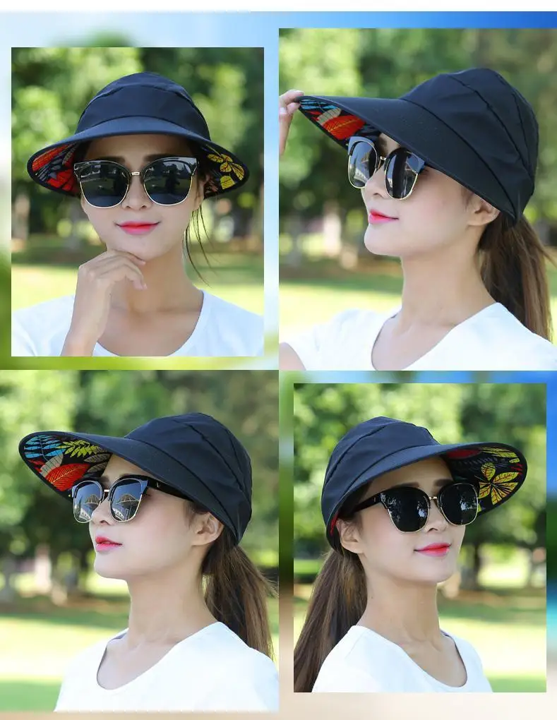 Новинка, простые женские летние пляжные солнцезащитные шляпы с жемчугом, складывающиеся солнцезащитные козырьки с большими головами, с широкими полями, женская кепка с защитой от УФ-излучения