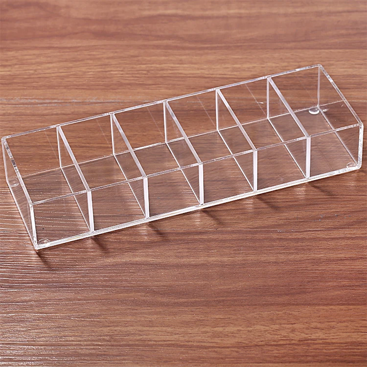 Acrylic 6 grids Lipstick Holder Desktop Storage Jewelry Display Box Eye Shadow Make-up Cosmetic Case Clear Capacity Organizer