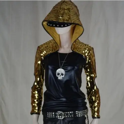 Manches golden 3xl Personnalité Mâle Chanteur silver Vêtements Court gray S Gd Chapeau Costumes Grand Stade Hommes Dj Manteau Paillettes Longues Hot New À Black Discothèque Femmes De CexordBW