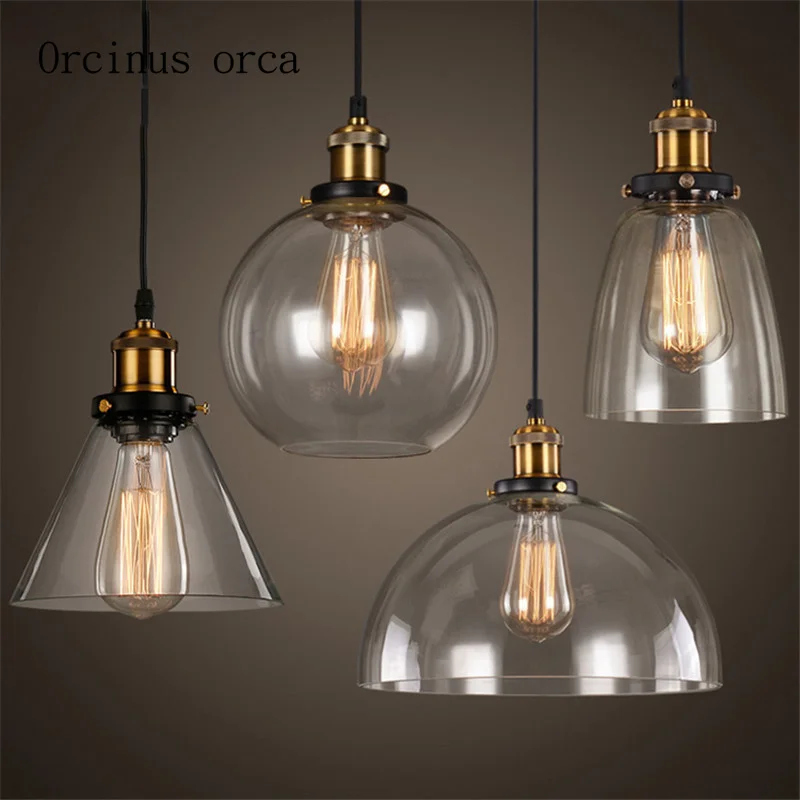 Simple North American style rural glass chandelier retro industrial wind restaurant study bedroom bar Simple North American style rural glass chandelier retro industrial wind restaurant study bedroom bar