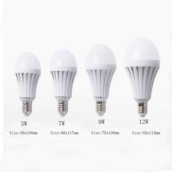 

5 X E27 LED Emergency Light Bulb Automatic Charging 5W 7W 9W 12w White Color Rechargeable Battery Lamp LED Lampada AC85-265V