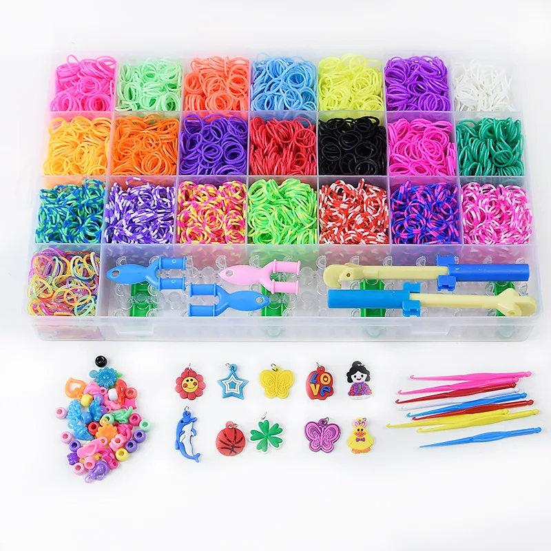 Разноцветные резинки для ткацких станков, Подарочная коробка для девочек, Набор для изготовления браслетов, сделай сам, игрушки для детей