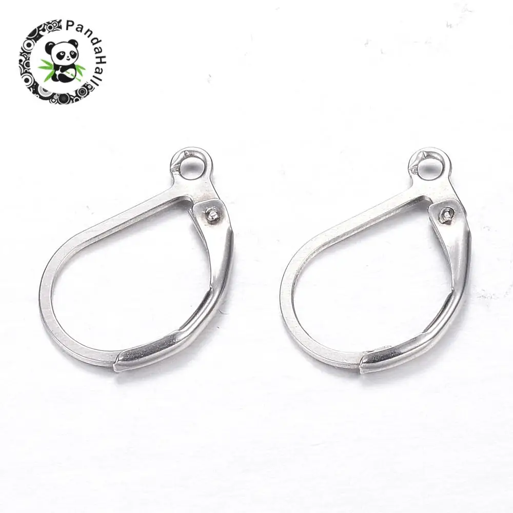 

200pcs 304 Stainless Steel Lever Back Earring Hooks Component Settings for Jewelry Making DIY Findings 16x10.5x2mm Hole: 1.5mm