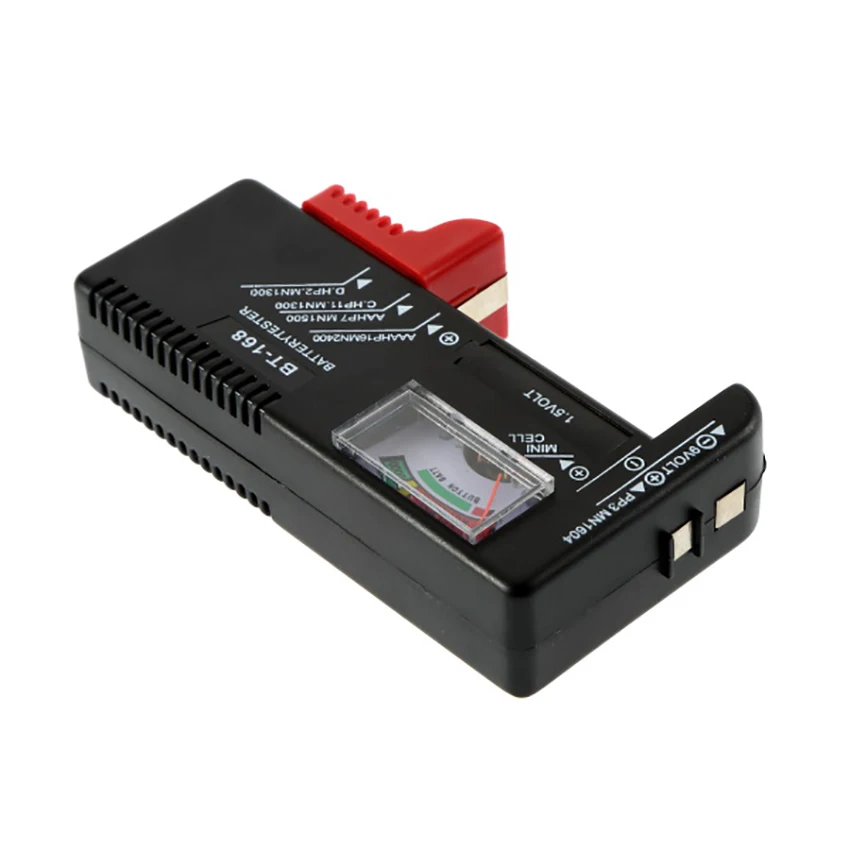 BT-168 портативный тестер батарей для 1,5 V AA AAA C/D, 9 V Батарея универсальный дисплей со стрелкой Батарея метр, нет необходимости Батарея питания