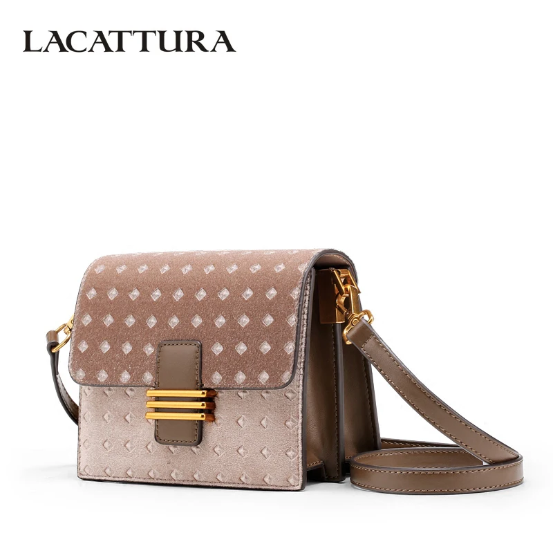

LACATTURA Women Messenger Bags Velour Diamond Handbag Lady Shoulder Small Bag Crossbody for Girls Fashion Clutch Patchwork Color