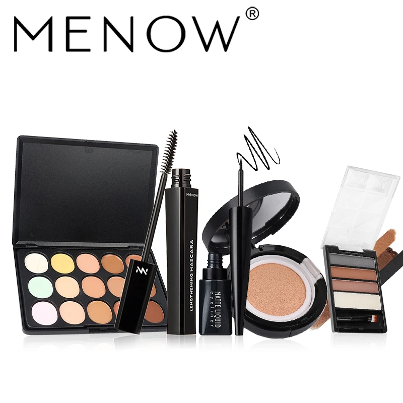 

MENOW Make up set Waterproofing Liquid Eyeliner Slender Mascara Lasting Eyebrow 15 color Concealer air cushion BB Cream 5485