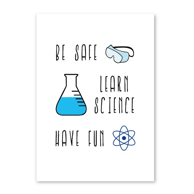 Chemistry Lab Blue White Combine Print Poster Be Safe Quotes Wall