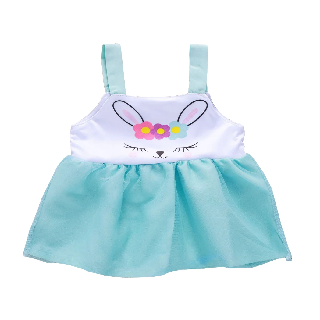 

Hot Selling Strap Rabbit Printed Summer Newborn Girls Cartoon Princess Dress Baby Girls Sleeveless Cotton Mini Dresses