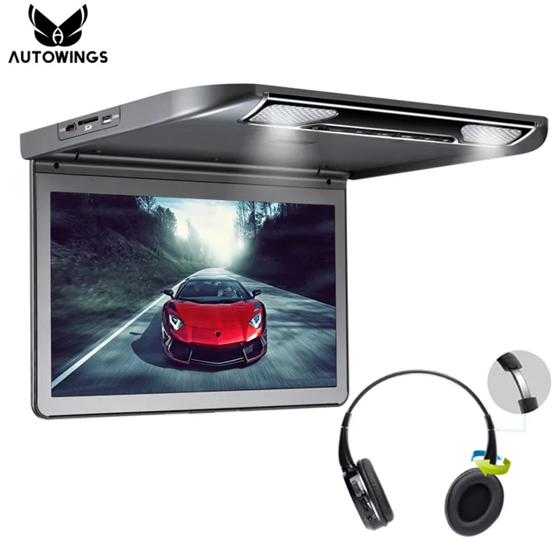 13.3" Overhead Roof Mount Monitor for Car TFT LCD 1920*1080 Flip Down Video Player Touch Button