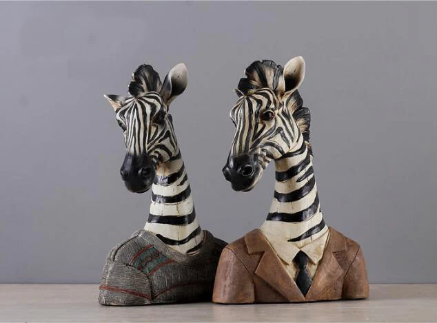 

American Village Creative Zebra Resin Craft Decoration Home Living Room Entrance Office Decoration Gift 05001