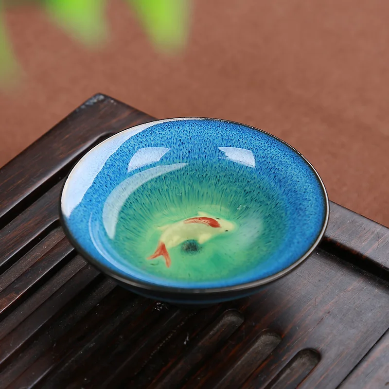 Jun Porcelain Kung Fu tea set Tenmoku fish fun tea cup ore Zisha Teapot Set 1 teapot + 6 cups