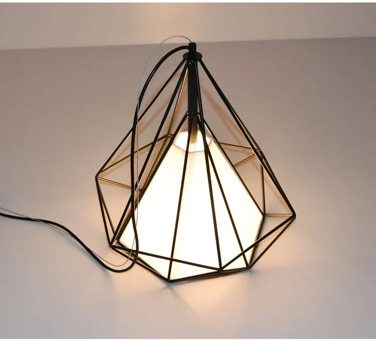 Modern Industrial Cage Metal diamond Shade Pendant Light lamp bar 11