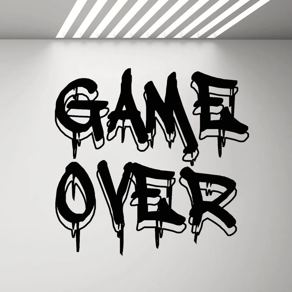 GAME OVER настенное украшение для Спальня украшения дома комната для мальчиков и девочек стены наклейки Gamer видеоигры игры виниловые наклейки росписи PS4 G289