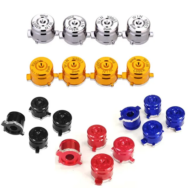 Best Price 4pieces Aluminum Metal Bullet Buttons Thumb Stick Caps Replacement for Sony Playstation Dualshock 3 4 PS3 PS4 Gamepad Controller